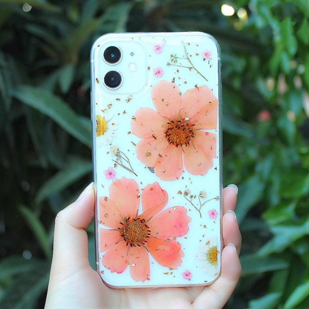 Handmade pressed dried flowers phone case